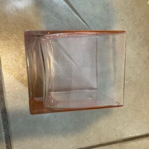 Teflora orange glass square cube floral vase planter